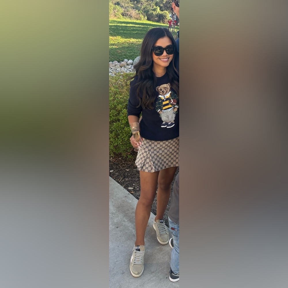 Gucci Beige Canvas Skirt with Blue GG Monogram